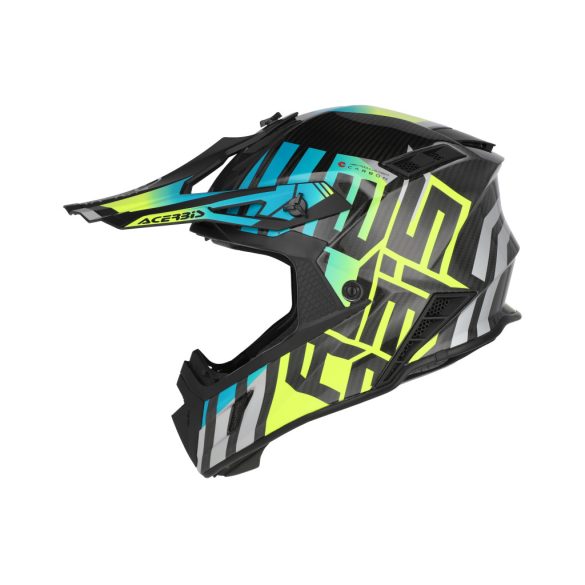 Acerbis cross sisak -Steel Carbon 22-06 – világoskék/fluo sárga